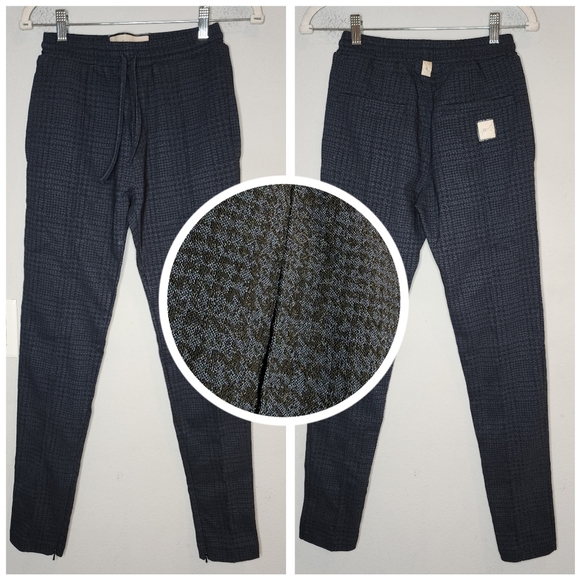 Prevu London Zip Ankle Blue Black Plaid Pull On Stretch Pants Size XS - Picture 1 of 16